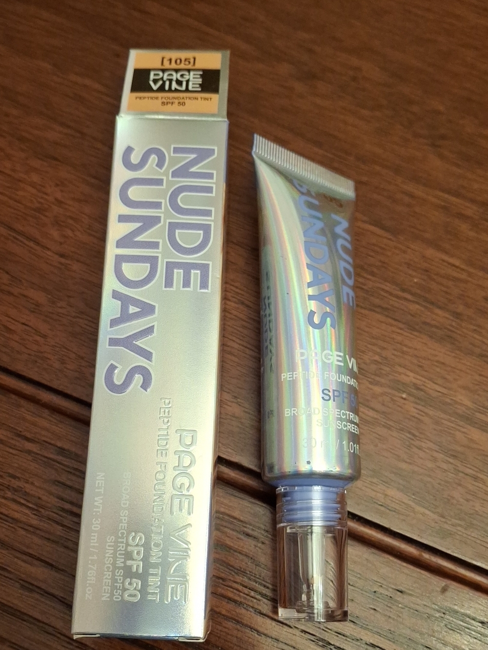 Pagevine Nude Sundays Peptide Foundation Tint SPF 50 30ml New #105